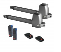 "BFT Athos AC A25 linear ram motor for double leaf swing gates, heavy-duty automatic gate system installed in UAE."