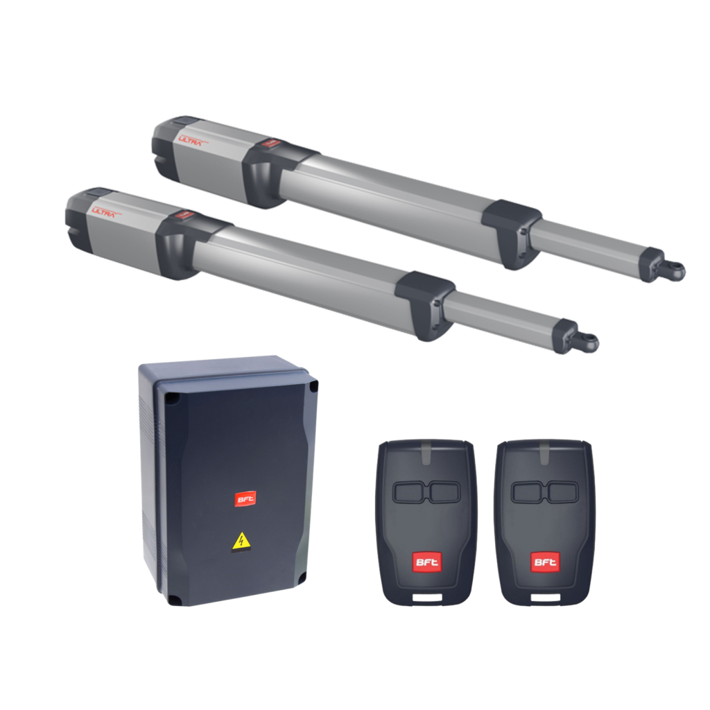 Electric gate motor Dubai - BFT Kustos Ultra BT A25 double leaf swing gate operator kit.