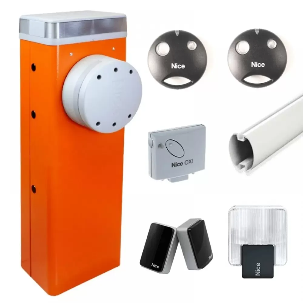 Nice M5-BAR automatic gate barrier with 5-meter boom arm, heavy-duty parking solution for Dubai luxury commercial and residential projects.